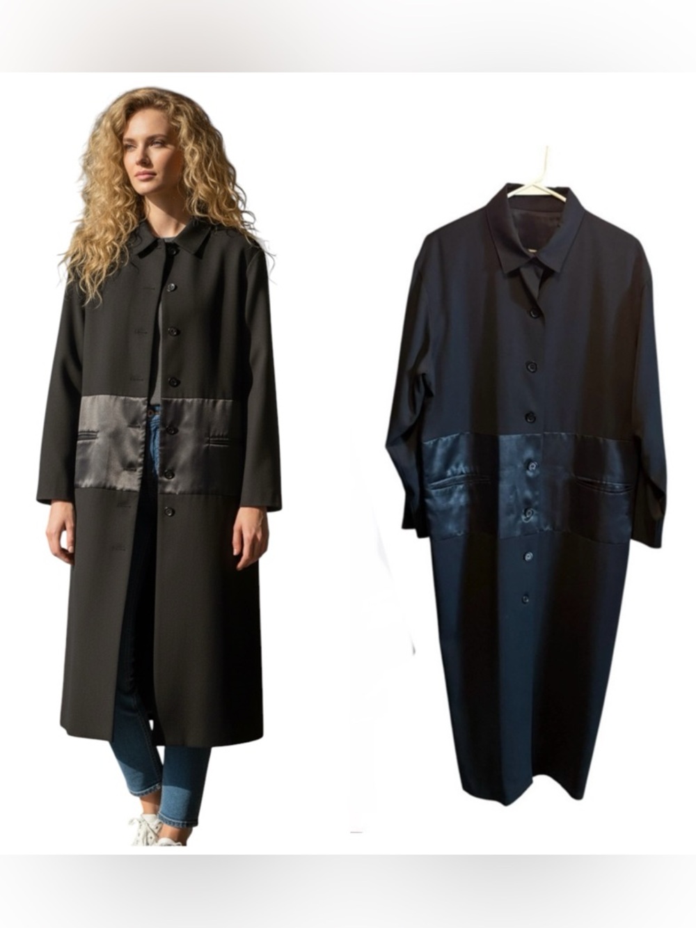 IVAN GRUNDAHL Linea S Wool Long Dress Jacket Black Size Small Designer formal